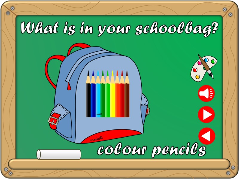 What is in your schoolbag? colour pencils